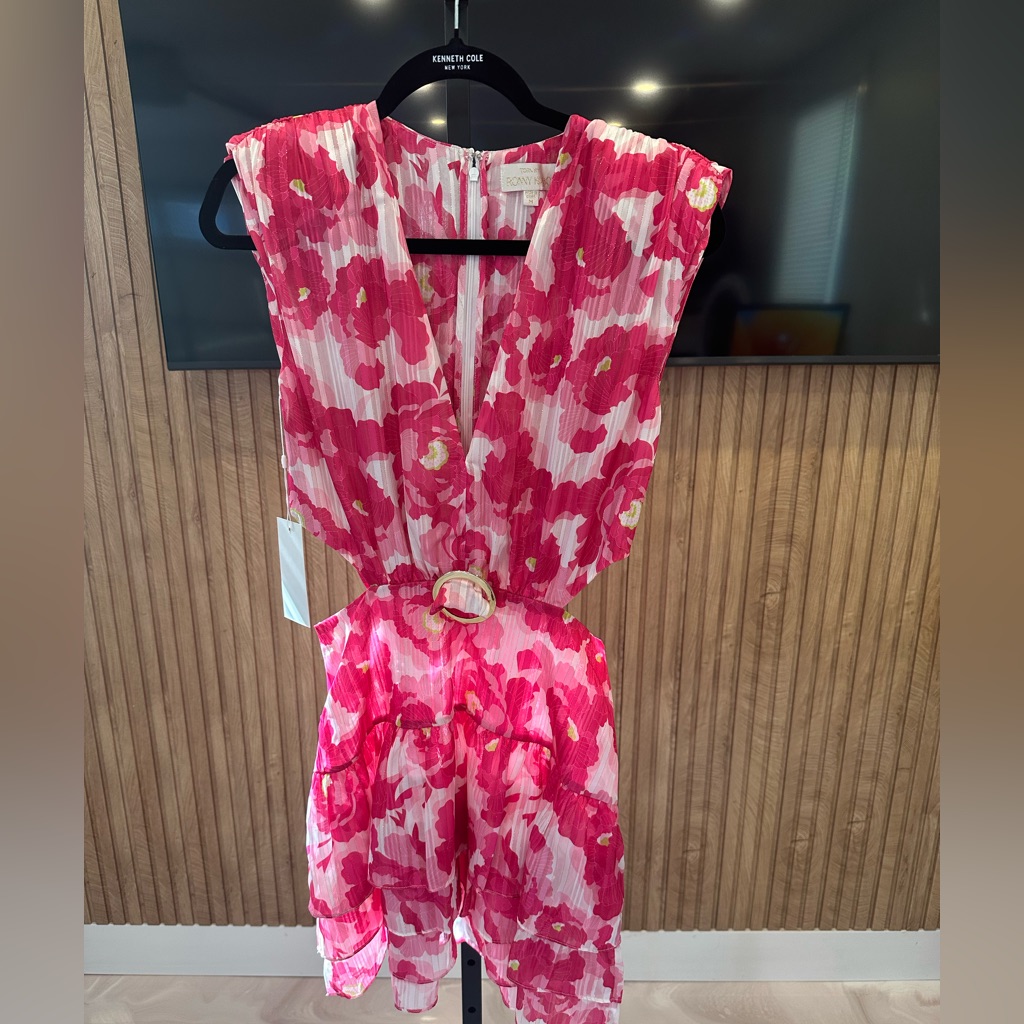 Torn By Ronny Kobo Pink Floral Mini Dress